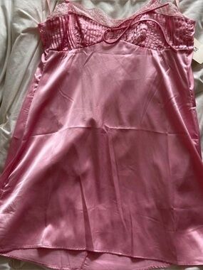 Pink Lace-Trim Mini Slip Dress